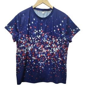 Exclusive Navy Blue Star Print Patriotic Short Sleeve T-Shirt Mens XL